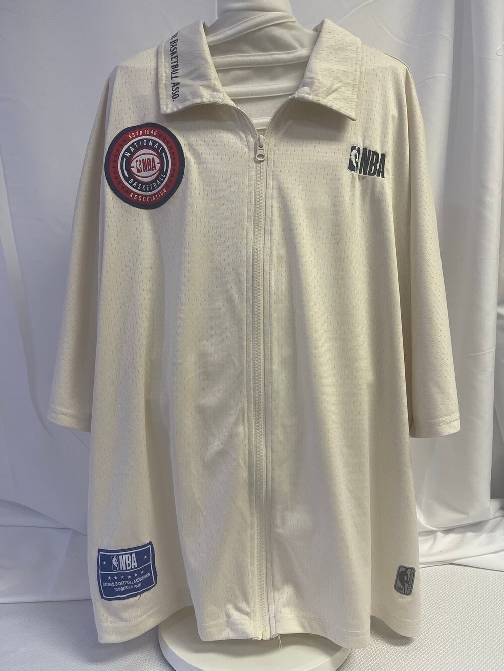 NBA Basketball Mesh Zip Up Jersey Shirt Men's Medium Cream